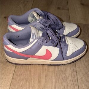 Nike Lavender and Pink Low Top Dunks in size 9 Womens
